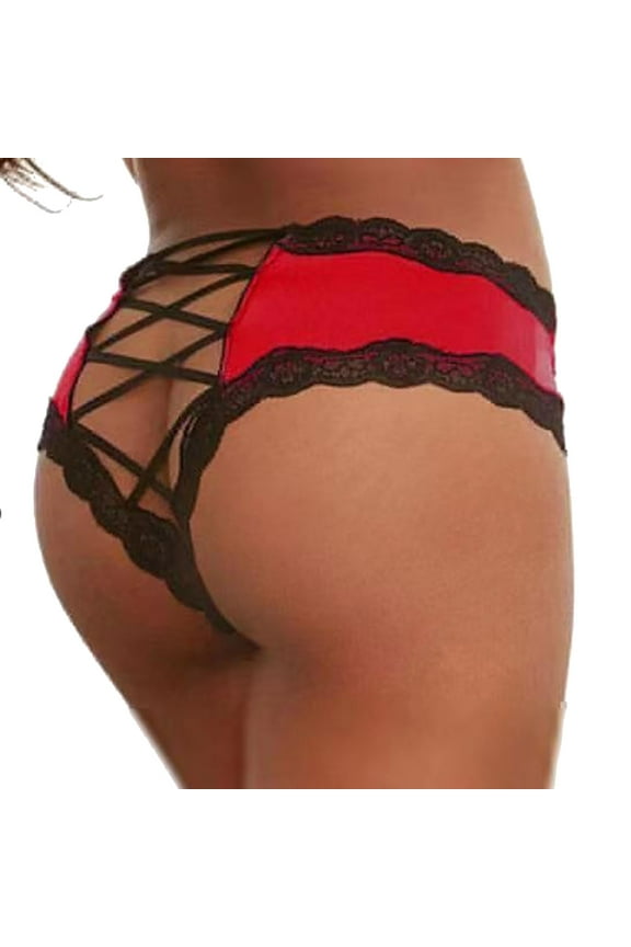 Women's Lace Embroidered Thong Panties Strappy Bow Design Comfortable Stretch Underwear for Daily Wear
