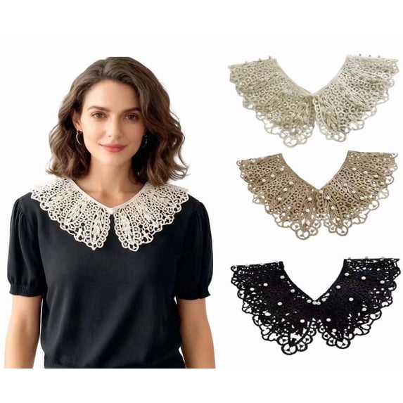 xaijciz Lace Detachable Collars, Open Back Blouse, Women's