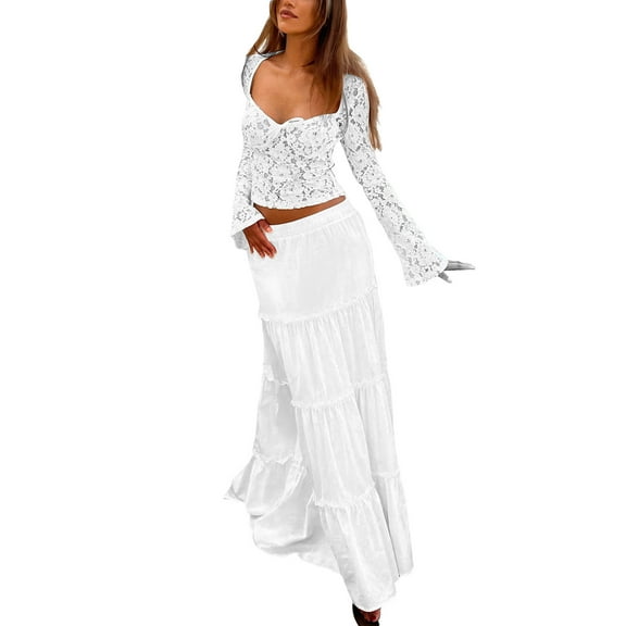 Women's Lace Floral Sheer Tops Long Sleeve Sweetheart Neck Front Bowknot Cropped Blouse Clubwear