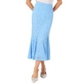 thumbnail image 1 of Women's Lace Floral Skirts Ruffle Hem High Waist Cocktail Midi Skirt L Light Blue, 1 of 6