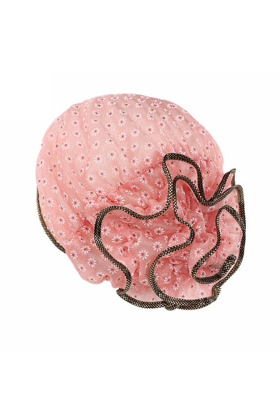 Women's Lace Floral Turban Hat, Elegant Flower Beanie Cap, Fashion Headscarf for Chemo, Hair Loss, and Daily Wear Pink