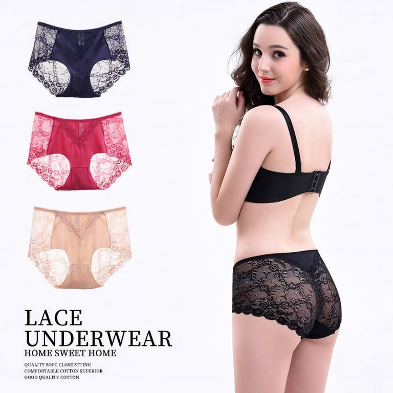 Women's Lace French Underwear Mid-Waist Sexy Breathable Hipster