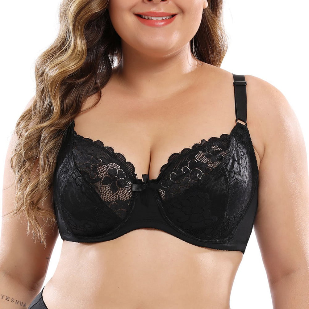 Women's Lace Full Coverage Push-up Underwire Bra Non Padded Bralette 
