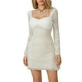thumbnail image 1 of Women’s Lace Halter Dress, Long Sleeve Sweetheart Neck Slit Hem Mini Slim Dress Party Wear, 1 of 10