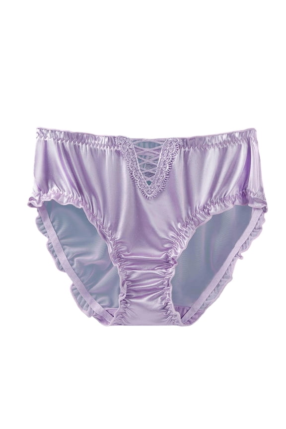 Women's Lace High Cut Bikini Underwear, Silky Lightweight Stretchy Material, No Show Seamless Elastic Waistband Daily Comfort Panties L-2XL