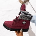 thumbnail image 1 of Women's Lace Up High Top Boots Suede Fluffy Furry Cuff Full Fleece Lined Round Toe Anti-Slip Thick Block Sole Windproof for Snowy Cold Outdoor Walking, Snow Boots for Women Wine 10, 1 of 5