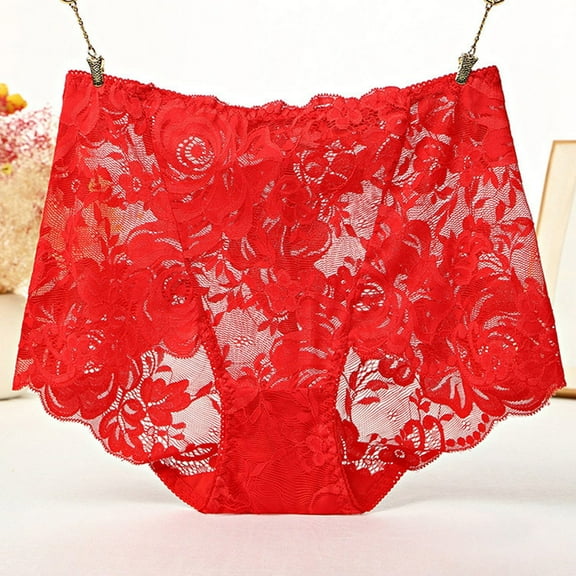 Women's Lace High Waist Panties Full Coverage Breathable Transparent Underwear Comfortable Soft Elastic for All Seasons and Home Relaxation