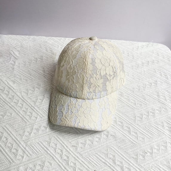 Women's Lace Hollow Out Baseball Cap, Breathable UPF Sun Hat with Mesh Panels, Fashionable Sun Visor for Summer and Outdoor Sun Protection-Yellow