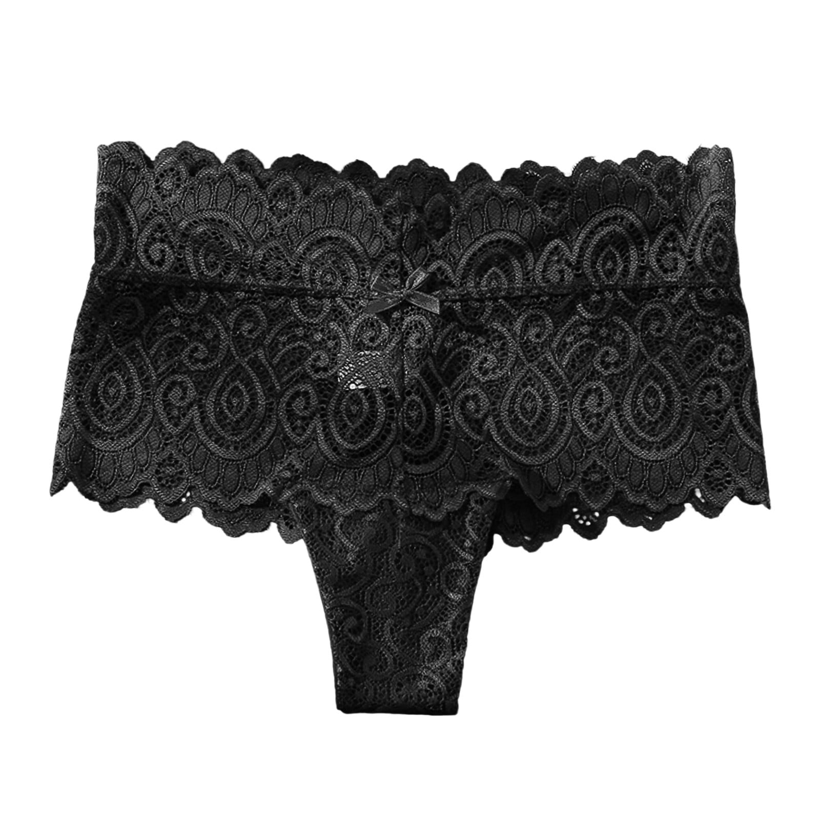 Women's Lace Hollow Underwear Back Waist Lace Mid High Waist Hollow
