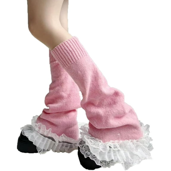 Women' s Lace Leg Warmers Y2K Kawaii Lolita Leg Warmer Knit White Black Flared Leg Socks Cute