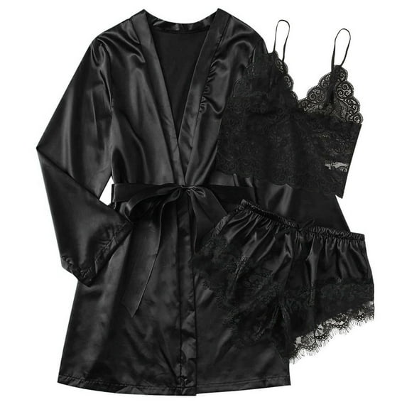 Women's Lace Lingerie Satin Silk Pajamas Women Nightdress Lingerie Robes Underwear Sleepwear Sexy, Women's Intimates XL