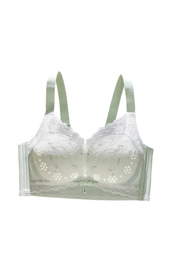 Women's Lace Mesh Bra,Underwire Lingerie with Rhinestone Lace Trim,Soft Daily Intimates for Casual Wear,Sizes 32-40