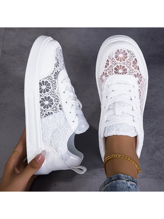 Women's Lace Mesh Breathable Running Sneakers, Casual Athletic Shoes for Daily Wear