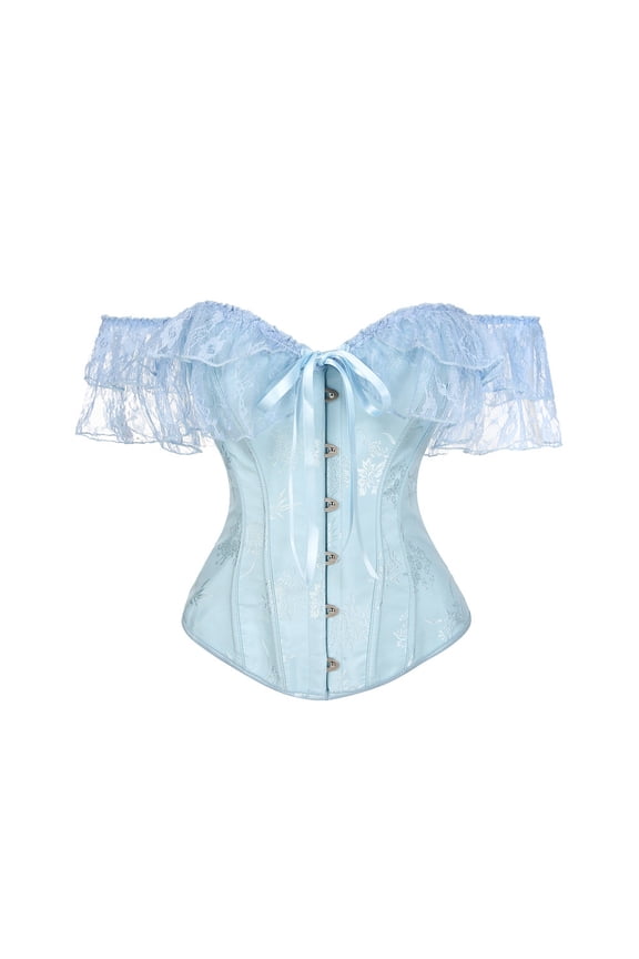 Women’s Lace Off-Shoulder Corset Bodysuit – 2026 Court Retro Shapewear with Boned Bust Support, Tight-Fit Fishbone Lingerie Top