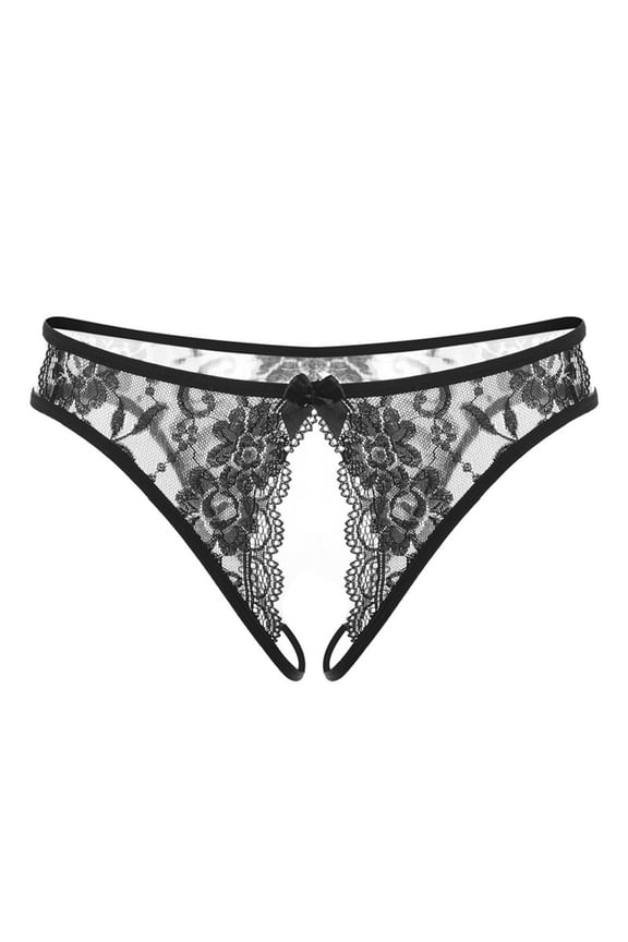 Women's Lace Open-Crotch Sheer Low-Rise Butt-Lifting Thong Stylish Underwear & Bralette With Breathable Mesh 2025 Trendy Intimate Wear