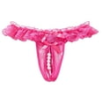 thumbnail image 1 of Women's Lace Open Crotch Thong Massage Pearl Panties - Transparent Sexy Underwear with Comfort Fit for 50-70kg, 1 of 3