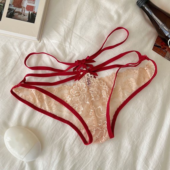 Women's Lace Panties Pure Desire Hollow Mesh Breathable Briefs, Red