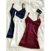 Women's Lace Patchwork Fitted Camisole with V-Neck, Sexy Sleeveless Top for Party and Night Out