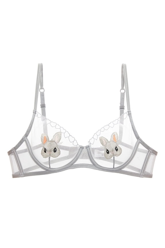 Women's Lace Pure Desire Underwire Big Appear Small Full Coverage, 32, Grey