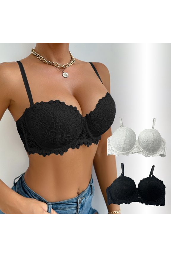 Women‘s Lace Push-Up Bra, Comfortable Underwire & Full Coverage, Perfect Gift for Girlfriend, Valentine’s Day & Boudoir Black X-Large