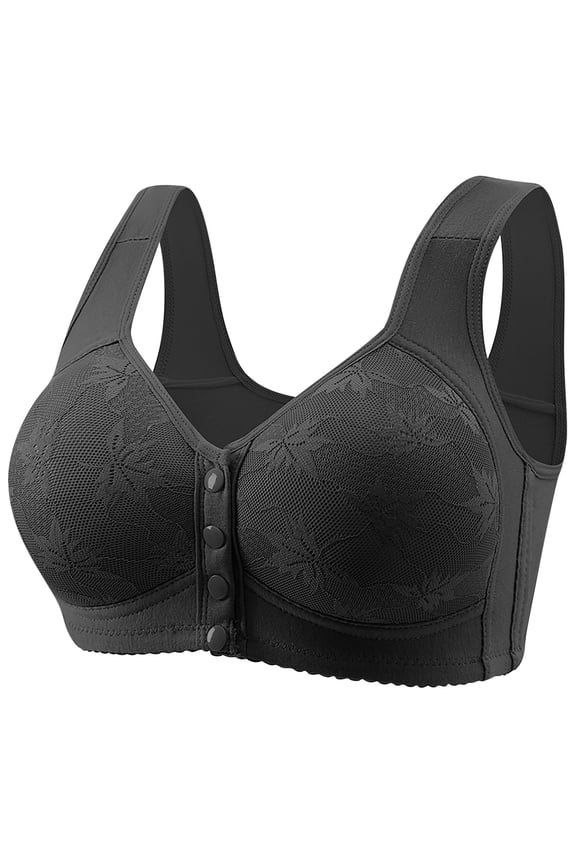 Women's Lace Racerback Front Closure Bra Plus Size Full Figure Unpadded Everyday Underwire for Big Bust Black XXL