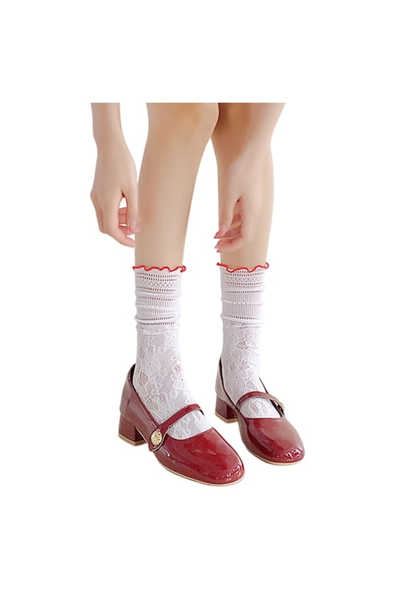 Women's Lace Ruffle Ankle Socks Trim Frilly Princesses Socks Transparents Meshes Socks Sweet Cute Middle Tube Socks