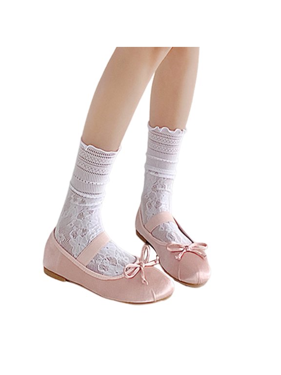 Women's Lace Ruffle Ankle Socks Trim Frilly Princesses Socks Transparents Meshes Socks Sweet Cute Middle Tube Socks