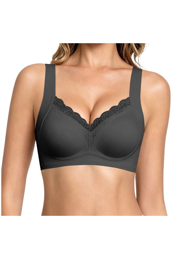 Women's Lace Seamless Push Up Bra Wireless Non Padded Breathable Fixed Cup Vest Style Underwire Daily Comfort Women Bra Set Underwear Thong Bra Women Bras Wireless Padded Lift Bras for Women Push