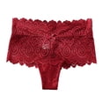 thumbnail image 1 of Women's Lace Sexy Hollow High Waist Briefs - Mid-Waist Breathable Panties, 95% Nylon Stretch Fabric, Seductive Lingerie for Sleepwear, 1 of 2