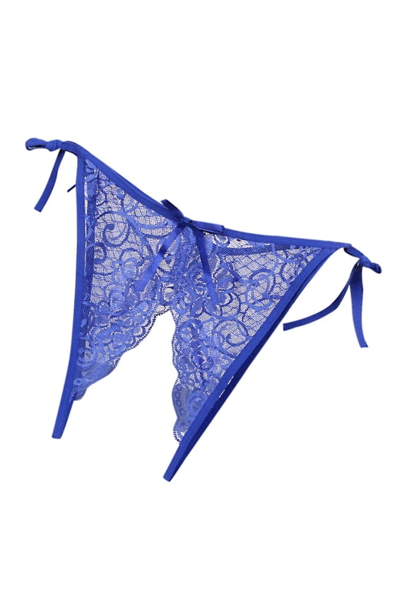 Women's Lace Sexy Low Waisted Open Crotch Triangle Pants - Cute Bow, Seamless, Daily/Casual/Club Underwear, One Size Fits 58-90cm Waist