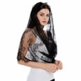 thumbnail image 1 of Women's Lace Shawl Scarf Eyelash Fringe Triangle Head Scarf Latin Dance Costume Wrap, 1 of 5