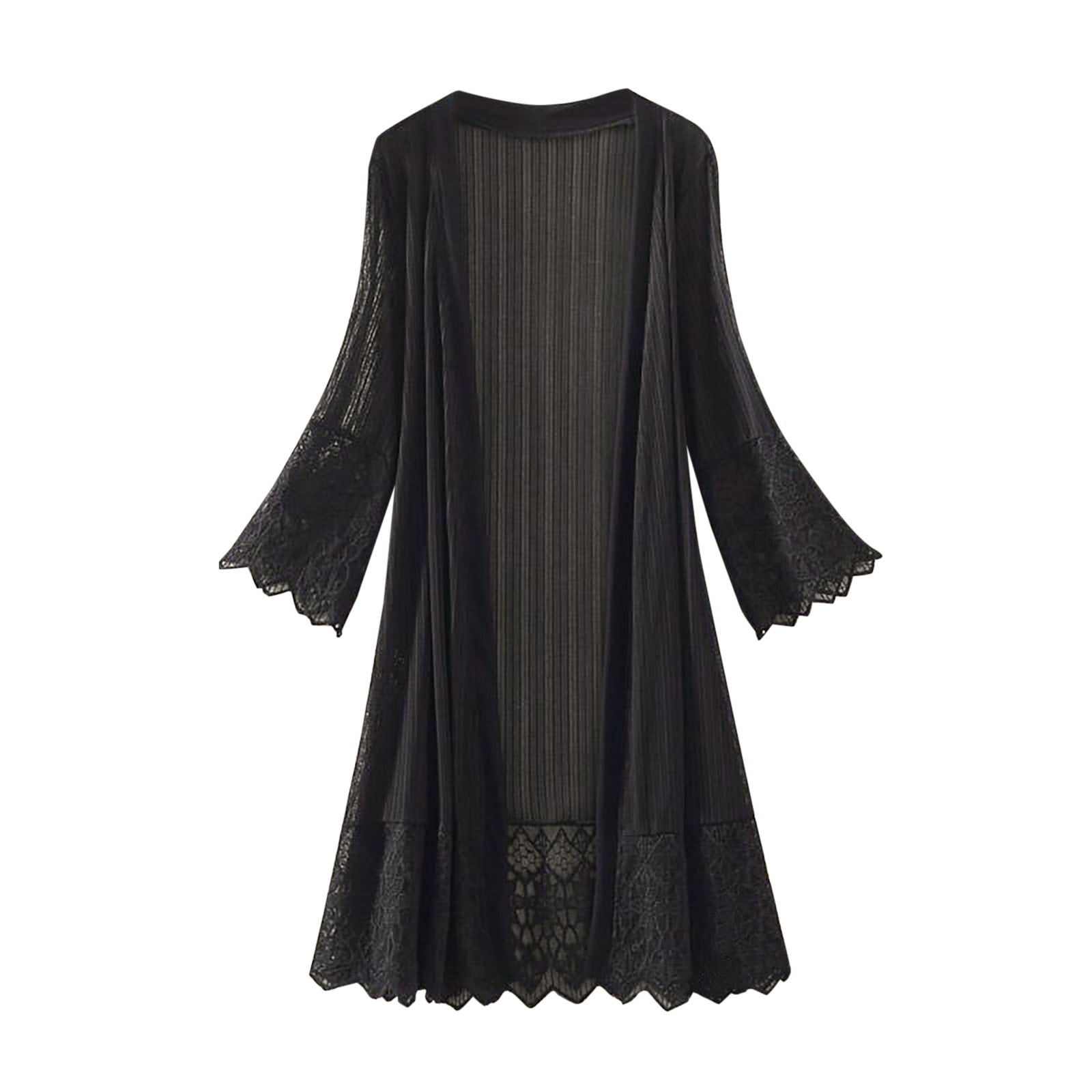 Women's Lace Sheer Cardigan Floral Crochet Sheer Long Sleeve