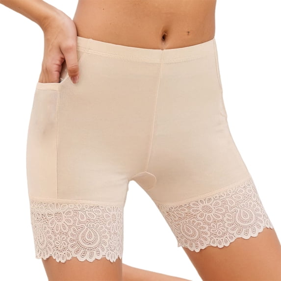 Women's Lace Short Panties With Pockets Comfortable Everyday Wear Under Skirts All Season Casual Underwear