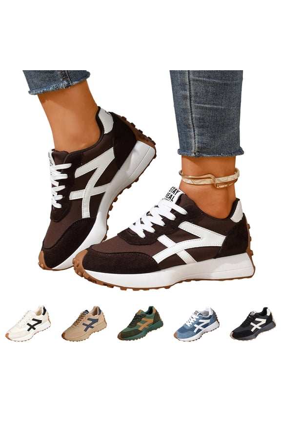 Women’s Lace Slip On Walking Shoes, Breathable Microfiber Upper & Lining, Non-Slip Rubber Sole Casual Sneakers, Round Toe Low Heel, Spring Summer Fall Outdoor Comfort, 38