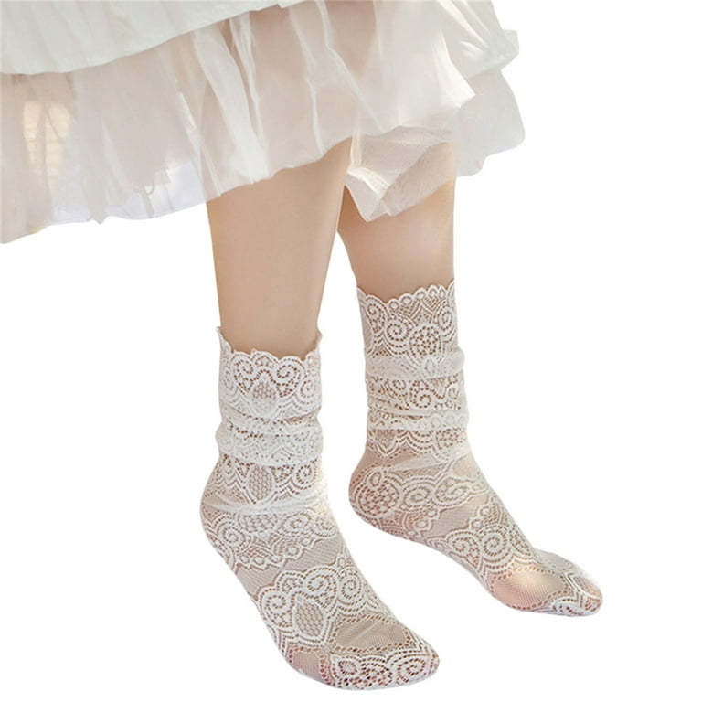 Summer Thin Lace Sock Slippers Women Hollow Out Mesh Breathable
