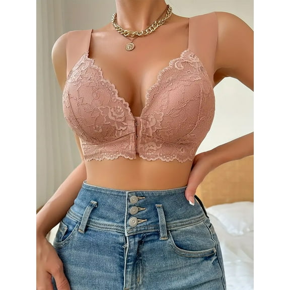 New Women's Lace Stitching Push-Up Comfortable Front Buckle Breathability High Stretch Invisible