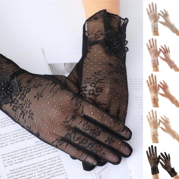 Women's Lace Summer Gloves Thin Breathable Mesh Dressy Handwear