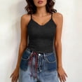 thumbnail image 1 of Women's Lace Tank Tops Padded Double Lined Ribbed Camisole V Neck Sleeveless Summer Going Out Basic Cami Shirts Black L, 1 of 5