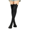thumbnail image 1 of Women's Lace Thigh-High Stockings | Fantasy Outfit Sheer Socks for Cosplay, Date Nights & Special Events Under 5$, Yubnlvae Womens Long Socks Bowknot Pure Color Socks Thigh , Black, One Size, 1 of 4