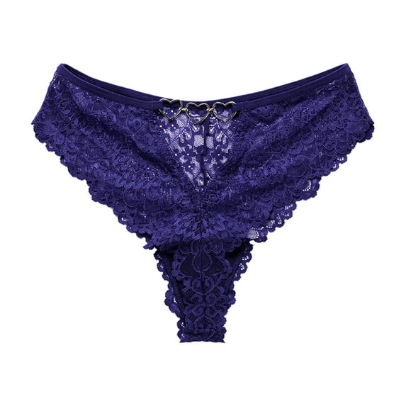 Women's Lace Thong Panties, Breathable Metal Buckle Love Underwear