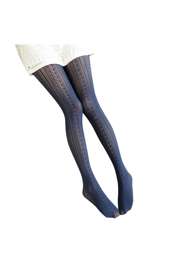 Women's Lace Tights Fishnet Retro Stockings Pantyhose Navy