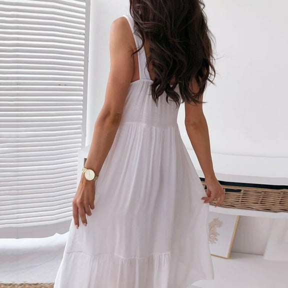 Women's Lace Trim Beach Dress Elegant Summer Sleeveless Maxi Dress For Casual And Resort Wear Frame Dress Yoga Dresses for Women Maxi Dresses for Women plus Size Big Dress Travel Dress for Women Swing