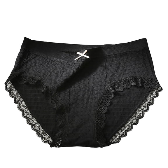 Women's Lace Trim Bikini Brief Panties Comfortable Underwear for Daily Wear with Bow Decoration Soft and Breathable