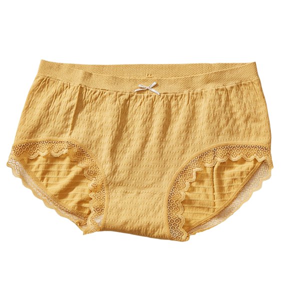 Women's Lace Trim Bikini Brief Panties Comfortable Underwear for Daily Wear with Bow Decoration Soft and Breathable
