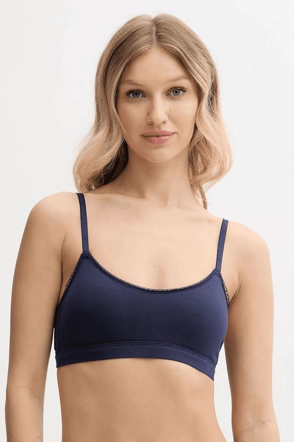 Women's Lace-Trim Bralette 4L0211 Color: Navy Size: L