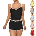 thumbnail image 1 of Women’s Lace Trim Cami Pajama Set Sleeveless Tank Top and Shorts Sleepwear Soft Loungewear 2 Piece PJs, 1 of 2