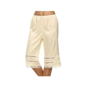 Women's Lace Trim Culotte Slip Snip-it Pettipants Bottom Split Skirt Bloomers Lingerie Satin Pant