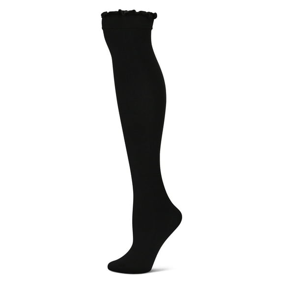 MeMoi Women's Lace Trim Fleece Over The Knee Socks - Womens - Female, One Size, Black