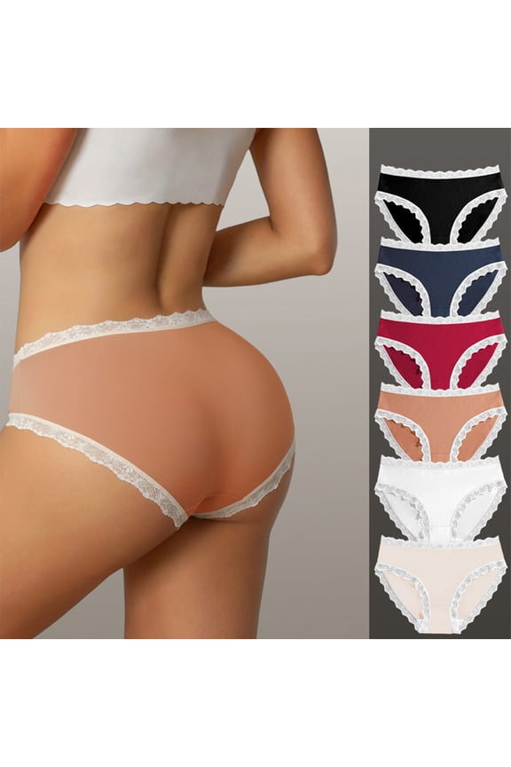 Women's Lace Trim Hipster Panties With Soft Cotton Fabric And Moisture Wicking Feature Featuring Breathable Design Black S