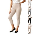thumbnail image 1 of Women's Lace Leggings 3/4 Capris Stretchy Cropped Yoga Pants (Beige XXL), 1 of 4